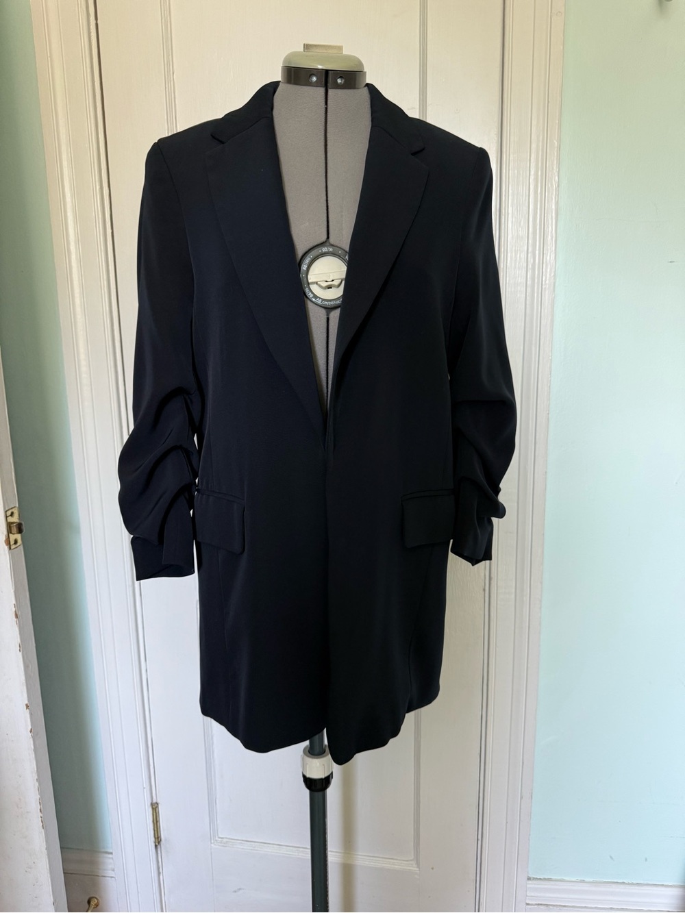 H&M Classic Navy Blazer Jacket w/ Ruched sleeves